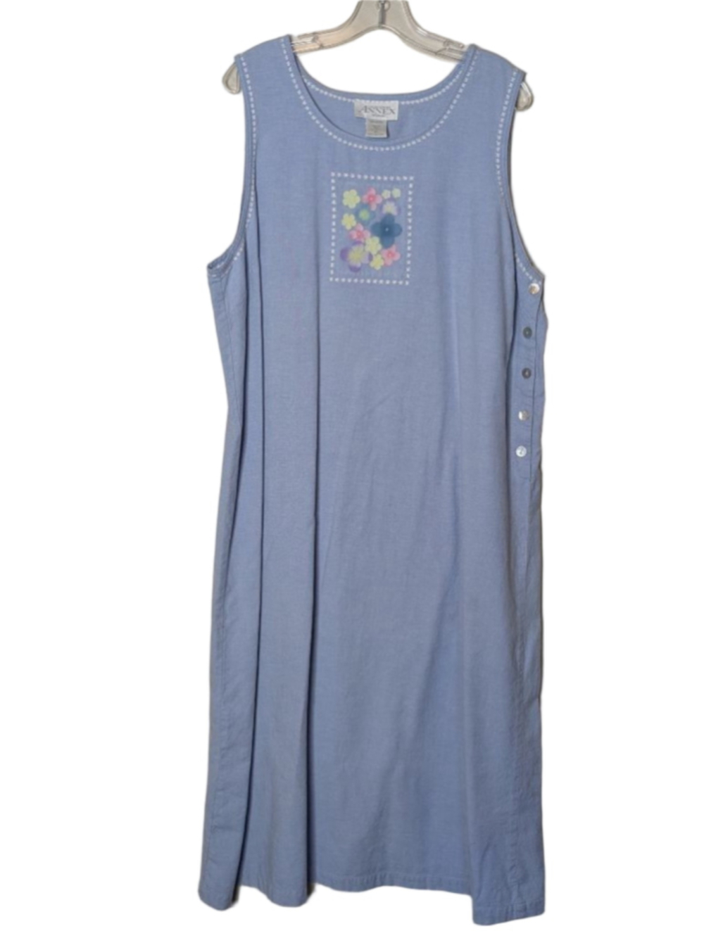Women's Casual Corner Annex Woman 1X Blue Floral Maxi Dress Vintage